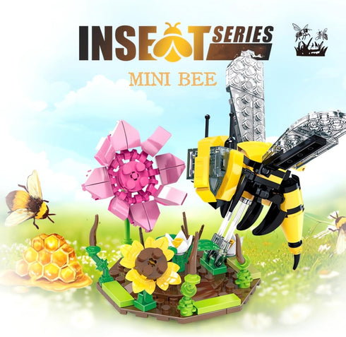 WULOBOOI Sets, Ideas Insect Collection Toy Building Bee with Flowers Sunflowers Nature Display Models for Home Decor
