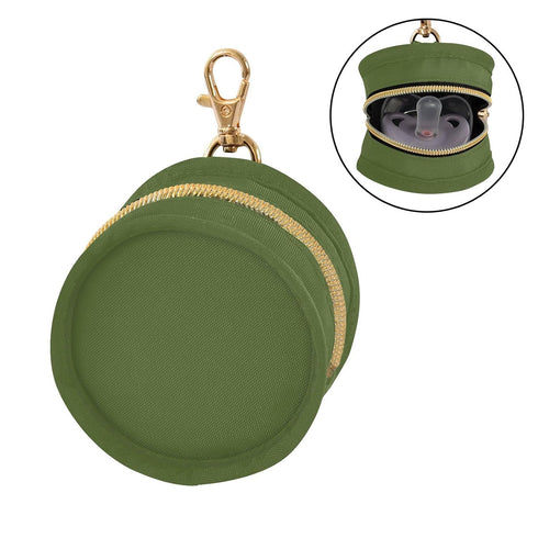 YETTASBIN Olive Green Portable Pacifier Holder Case with Metal Hook Buckle & Zipper for Diaper Bag and Stroller