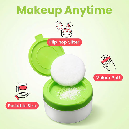 SYBL 1Pcs Baby After-Bath Puff Box Body Talcum Powder Box Case Container Dispenser with Sifter and Powder Puff