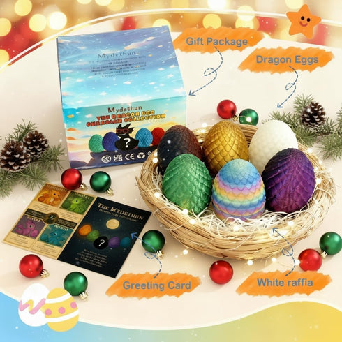 12 Pack 3D Set 2 Mydethun Printed Dragon Mystery Egg - Rare Glow-in-the-Dark Dragons, Bulk Articulated Fidget Toys