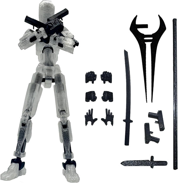 3D Printed 5.54-Inch Multi-Jointed Action Figures Dummy13, Hand Painted Movable Toy with Accessories, Desk Decoration