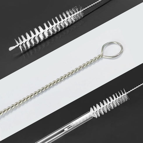 enlpsee 10 Inch, 10 mm, (6 Straw Cleaner Brush Long Straw Cleaner of Bristles Diameter Reusable Stainless Steel Nylon