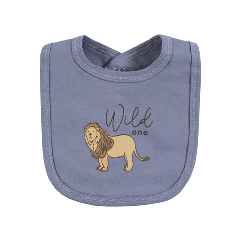Touched by Nature Unisex Organic Cotton Baby Bibs, One Size, Classic Safari