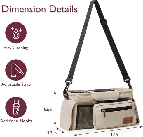 Momcozy 2 Universal Baby Stroller Organizer, Insulated Cup Holder, Detachable Zippered Pocket, Adjustable Shoulder