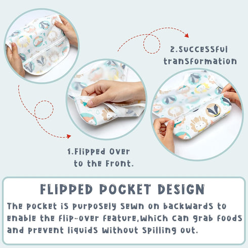 6 Pcs Baby Feeding Bibs Toddler Waterproof Bib Set with Crumb Catcher Pocket for 6-12 Months