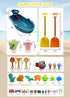 Set 31 IOKUKI Long Shovels Sand Toys with Mesh Bag Including Bath Boat, Castle Building Kit Beach Buckets, Shovels