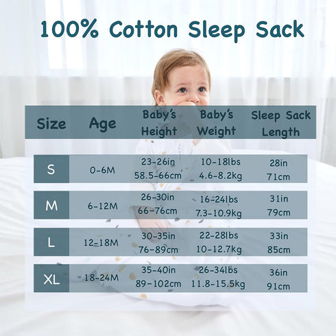 Sleep Sack 3-Pack, 100% Organic Cotton Wearable Blanket, 0.5 TOG Toddler Sleeping Bag, 2-Way Zipper