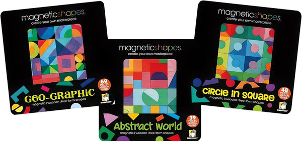 Brainwright – Magnetic Shapes - Magnetic Wooden Free-Form Shapes Puzzle for Ages 8 and Up, Travel Fun