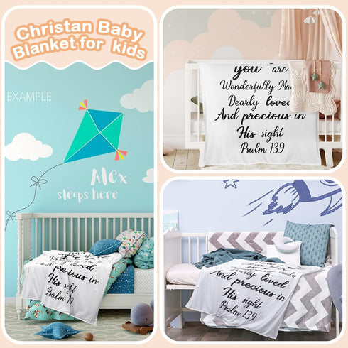 Christian Gift for Baby Plush Baby Blanket with Dotted Backing Baptism Blanket Scripture Quote Swaddle Bible Verse Blanket for Newborn Boy Girl Christening Godchild Gift, 30 x 40 Inch(Christian) by Rtteri