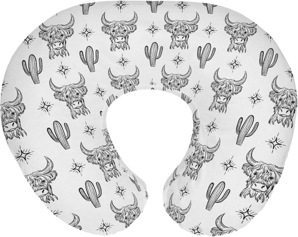 Boho Western Cow Cactus Nursing Pillow Covers for Boy Girl Black and