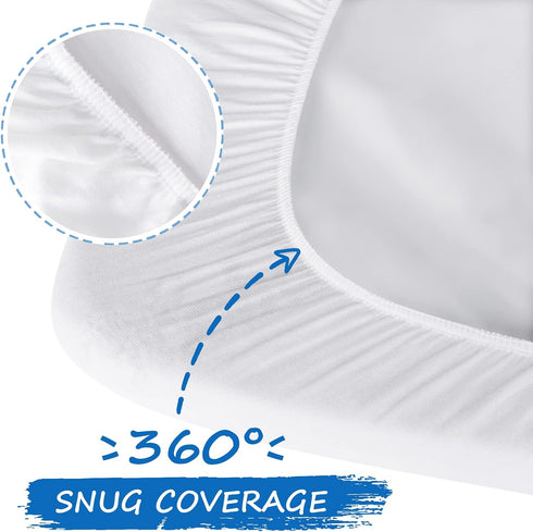 Bassinet Sheet Set, 2 Pack Cotton Fitted Sheets for Oval Rectangle Bassinet Mattress, Super Soft White