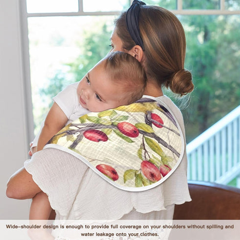 Bulletgxll Set 4, Vintage Birds Unisex Baby Burp Cloths of Soft Absorbent Organic Cotton Muslin Burping Cloths