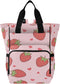 YANENDIE Cute Pink Strawberry Diaper Bag Backpack, Unisex Travel Baby Backpack Diaper Bags