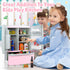 Set 3+, Refrigerator Toy Fridge with Ice Dispenser, Kids Pretend Play Kitchen Accessories with Toy Food Drink Bottles