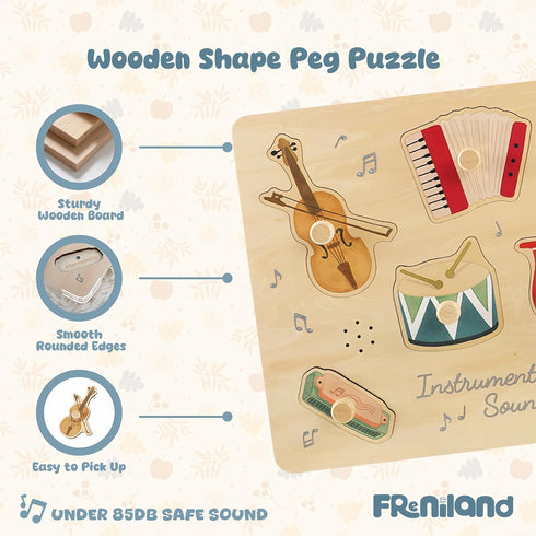 18M+ Freniland Musical Instruments Sound Puzzle for Toddlers, Wooden Music Sound Puzzle, Montessori Educational Toy