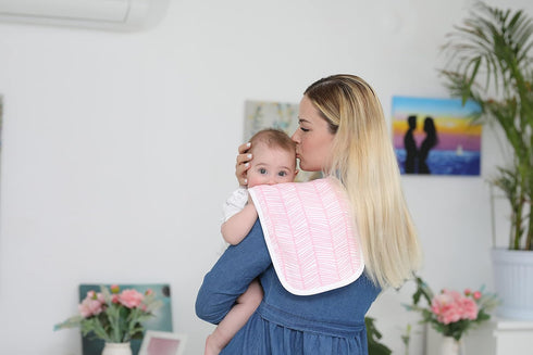 BaeBae Goods 21"x10" 6 Pack Burp Cloths for Baby Girl - Ultra Absorbent Burping Rags - Anti Shrink Unisex Burpy Clothes