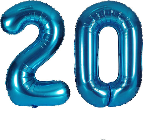 40 Inch Blue Big Number Balloons Kit for Happy Birthday Party Decorations, Foil Mylar Helium Baby Shower