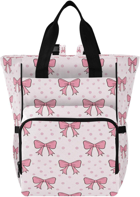 Bulletgxll Cute Bows Diaper Bag Backpack Large Capacity Baby Bags Multi Function Travel