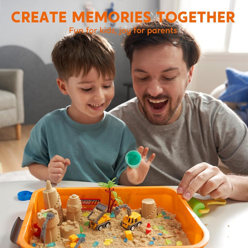 3+ JOVA Klever Kits Construction Sensory Bin for Toddlers with Glow in The Dark Stones, Sandbox with Lid Castle