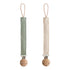 mushie Linen Baby Pacifier Clip Holder | Soft Fabric Strap, 2-Pack (Olive/Shifting