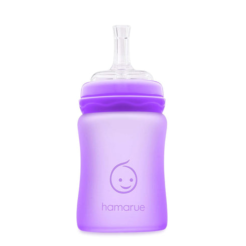 3-in-1 Glass Sippy Cups for Toddlers - Silicone Coated Baby Bottles, Non-Toxic Transition Cup with Removable Handles
