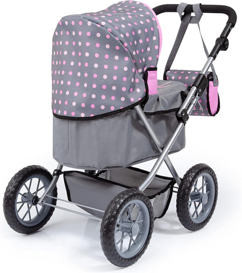 18 inch Bayer Trendy Doll Pram Stroller for Girls, Adjustable Handle, Carriage with Bag, Fits Dolls