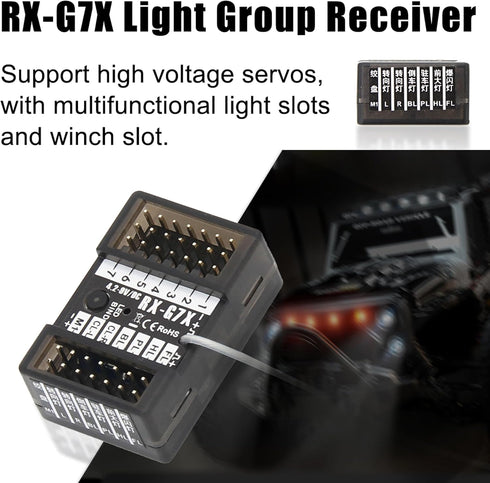 NEEBRC 7 12LED Set, 2.4GHz Channels RC Transmitter with Receiver Built-in Light Control System and Light Radio Remote