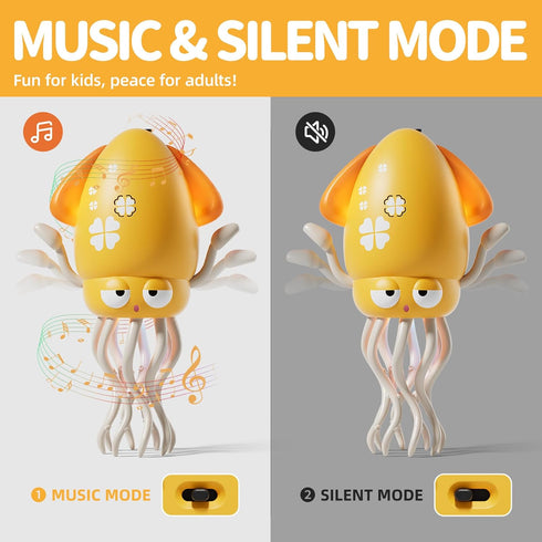 Electric Crawling Octopus Toy with LED Lights & Music, Smart Obstacle Avoidance, Interactive Auto-Dance Octopus