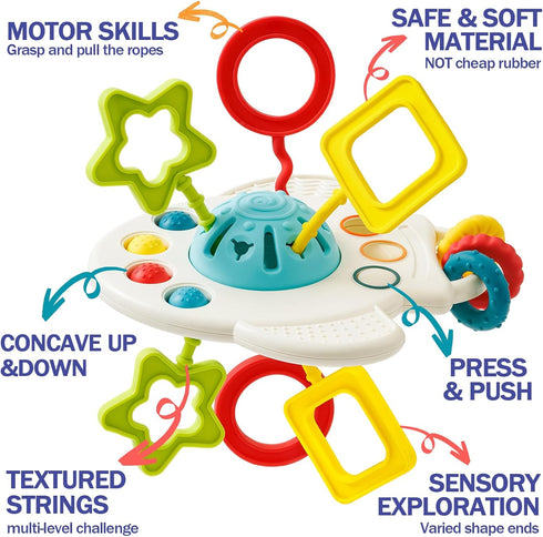 6 12 5 1 1 0-3-6-9-12 Baby Toys to Months, In Montessori Toys for Year Old, Incl Travel Pull String Toy & Rattle