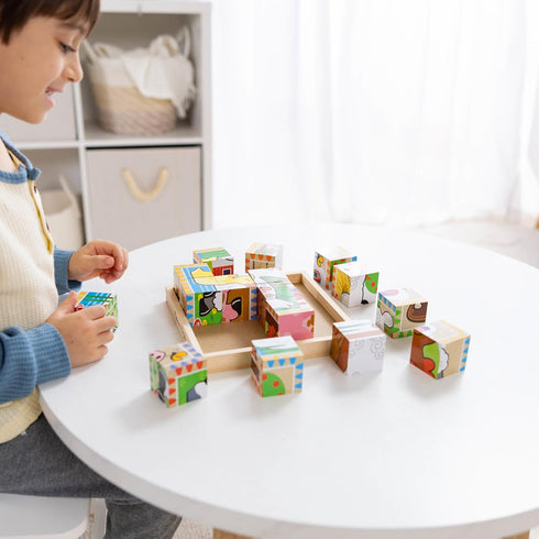 Melissa & Doug Farm Wooden Cube Puzzle - 6 Puzzles in 1 (16 pcs) - FSC Certified