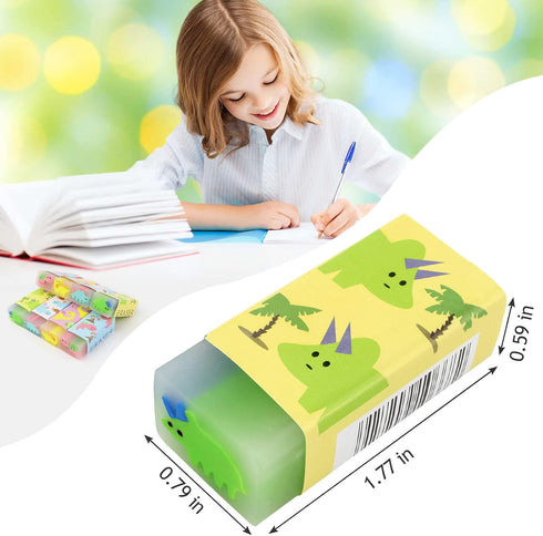 8 Pcs Cute Dinosaur Style Erasers for Kids, Large Novelty Animal Desk Pets for School Supplies