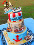 Sailboat Set Pirate Ship Cake Topper Nautical Model Decoration Gold Coins and Pirate Gems Pirate Treasure Chest Compass