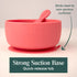 Simka Rose Baby Bowl & Spoon Set, Suction Bowls for Toddler, BPA-Free Silicone, Dishwasher & Microwave Safe (Grey)