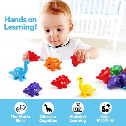 Matching Letters Counting Dinosaur Toys, Double-Sided ABC Alphabet Preschool Learning Sorting Educational Toy Sets