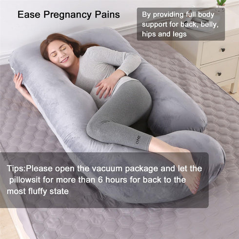 Eccn U-Shaped Full Body Pillow for Adults, Maternity Pregnancy Pillow with Washable Velvet Cover, Ergonomic Support