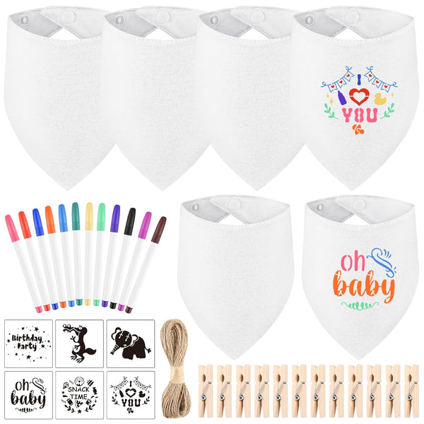NACHLYNN 37 Pcs White Baby Bibs Baby Shower Games Set Including 6