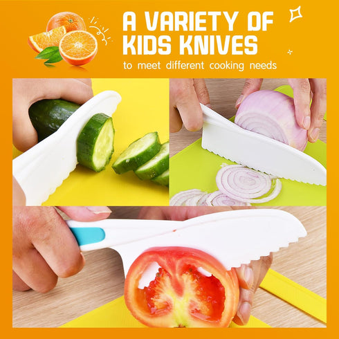 Montessori Toddler Knife Set, 3PCS Kids Safe Knives for Real Cooking, Toddler Friendly Kitchen Tools