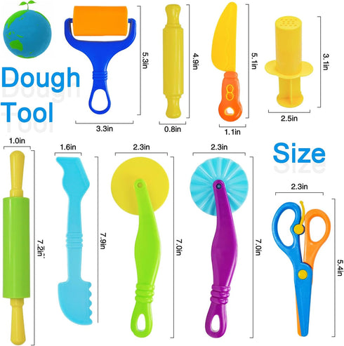 Yunerkita 9PCS Set, 3-8,No Dough Tools Kids ABS Clay Molds Kit with Roller, Scissors & Cutters Non-Toxic ASTM