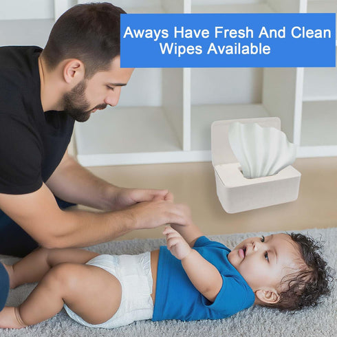 Abnaok Baby Wipes Dispenser, Wet Tissue Box with Sealing Design Lid, Wet Wipes Holder Portable, Non-Slip, Easy Open