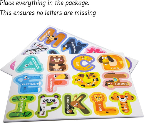Colorful ABC Animal Alphabet Magnetic Letters, Thick EVA Fridge Magnets for Toddlers Aged 3-5 (Thicken Uppercase)