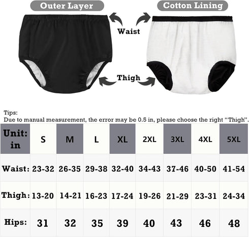 LFDAVP Adult Diaper Covers Waterproof, Reusable Plastic Rubber Pants for Incontinence, Leak Proof Protective Underwear