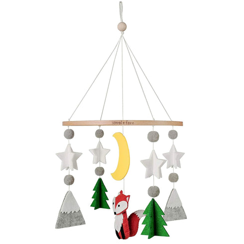 Baby Crib Mobile (Woodland Fox) - Nursery Decoration, Ceiling Mobile and Crib Mobile, Eco-Felt, Adjustable, Green,