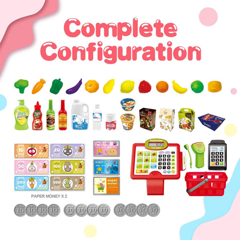 RedCrab Cash Register Toy for Kids,Toddler Store Pretend Plays Supermarket Calculator Cash Register Gift with Scanner