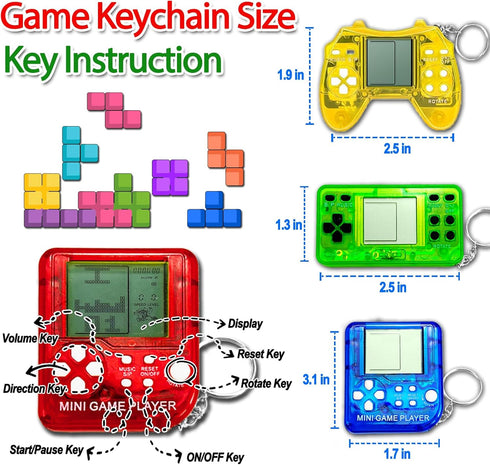 15Pcs Video Game Keychain Party Favors, Mini Game Console Fidget Toys Bulk for Kids Classroom Prizes