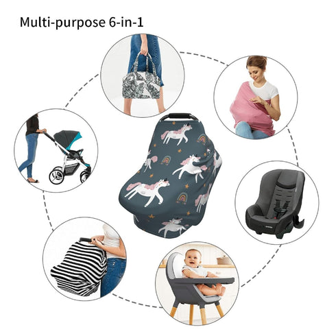 Schgap Unicorn Baby Car Seat Covers Canopy, Nursing Cover Breastfeeding Baby Carrier Covers Carseat Canopy for Toddler
