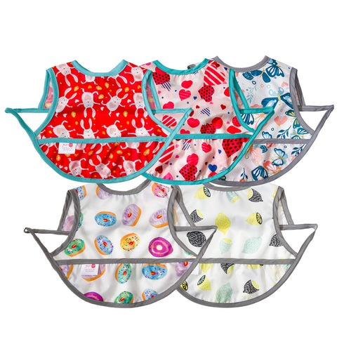 Joyo roy Mess Proof Baby Bibs, Waterproof Toddler Bibs for Baby Girl 3-10 Months, Soft Machine Washable