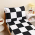 Set, Set, 4 Set Caressma Checkered Toddler Bedding Classic Black and White Plaid Bed Fluffy Grid Buffalo Plaid Pieces