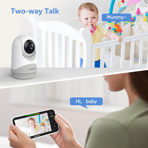 HelloBaby 6IPS 4000mAh 2-Way Large Screen, Video Baby Monitor with Upgraded Battery, Talk, Night Vision, Pan-Tilt-Zoom