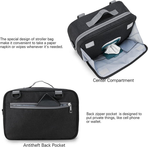 MOMIGO Stylish Baby Stroller Diaper Bag - Versatile Tote for Diapers, Wipes & Toys (Black Floral)