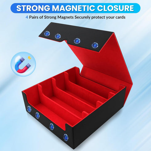 AOBOPLE 2400+ Trading Card Storage Box - 4 Rows Card Deck Case with 10 Pcs Card Dividers for Magic Commander YugiOh TCG